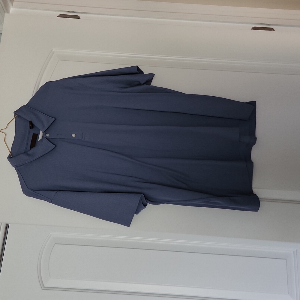 Perry Ellis thin rib short sleeve polo shirt, steel blue color, XXL